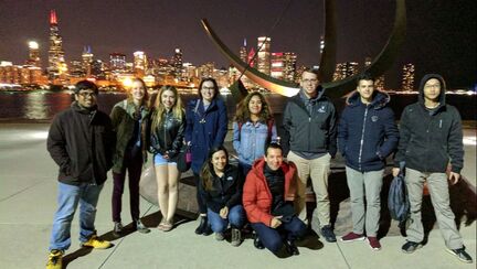 Astronomy Club group photo by the skyline